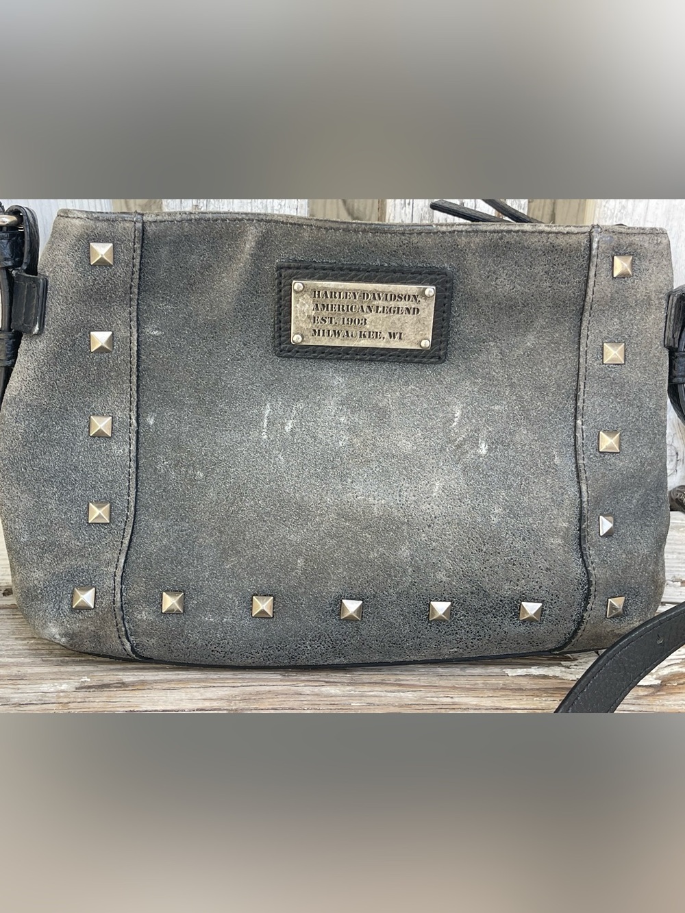 Harley-Davidson American Legend Studded Leather Crossbody Shoulder Bag